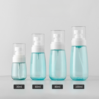 Bouteille de voyage rechargeable en PETG avec couvercle extérieur transparent, pompe pulvérisatrice, pompe à lotion, conteneur cosmétique personnalisé avec logo, vente en gros