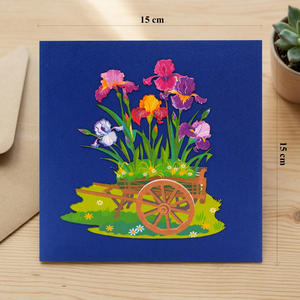 Carte pop-up 3D tendance avec fleurs irisées, artisanat en papier fait main, style amour, impression offset, best-seller, cadeau, décoration intérieure - Product Image 6