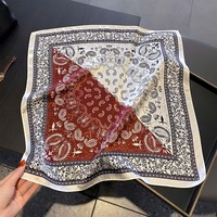 Foulard carré rétro en soie de mûrier 53*53CM, motif cachemire floral, doux et fin, imprimé cachemire, 100% pure soie