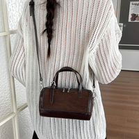 Sacs à bandoulière cylindriques en cuir PU motif léopard pour femmes, petit sac rétro à fermeture éclair, sacs à main en faux daim avec pendentif