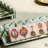 Tuiles de Mahjong américaines en acrylique, rose désert, jeu de Mahjong monocouche, tuiles de jeu rose pâle avec sac de rangement