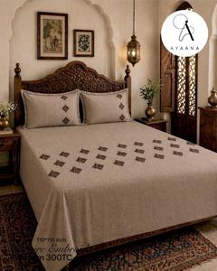 Texture Embroidery 300TC King Size Bedsheet Modern Eco-Friendly Soft and Elegant <b>Bedding</b> for Bedroom Daily Use Guest Room - Product Image 5