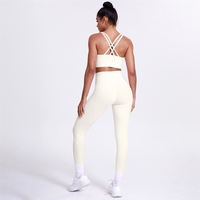 Pakaian Olahraga Grosir OEM Pabrik, Set Yoga Custom, Bra Olahraga Wanita dan Set Legging Kompresi, Set Yoga untuk Wanita