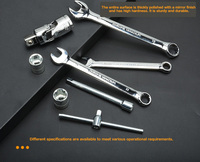 Une variété d'outils de réparation automobile, y compris des jeux de clés à cliquet, des jeux de douilles, des outils manuels et des trousses à outils pour voiture.