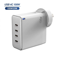 Chargeur de bureau certifié CE avec prise EU, Gan 100w Max, multi-ports, puissance réglable, super vitesse, chargeur USB-C pour ordinateur portable, tablette et téléphone