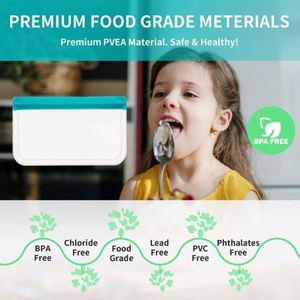 Sacs de conservation alimentaire réutilisables sans BPA, sacs plats pour congélateur pour viande, fruits, légumes, lavables au lave-vaisselle, sacs pour sandwichs et collations - Product Image 2
