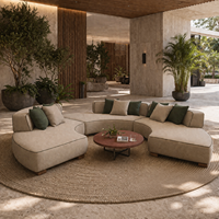 Sofá Modular de Aluminio Curvo en Forma de U para Exteriores de Hotel Moderno, Cojines Resistentes a la Intemperie, Muebles Duraderos para Patio, Jardín y Villa