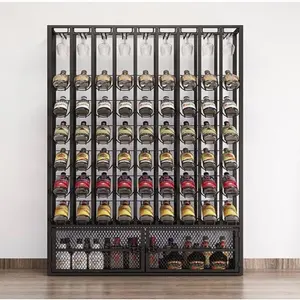 Benutzer definierte Farbe Holz Metall Luxus Wand Keller Pegs Commercial Backlit Wein Display Rack