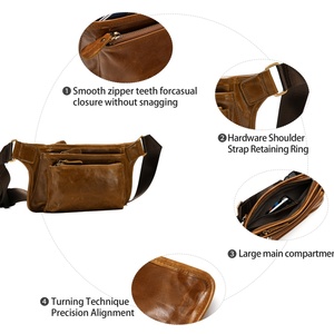 Custom da <span class=keywords><strong>uomo</strong></span> in vera pelle stile Vintage borsa da petto impermeabile alla moda spalline per viaggi all'aperto - Product Image 4