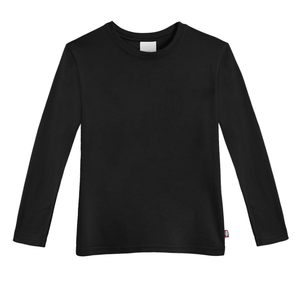 T-shirt col rond pour garçons 100% coton manches longues séchage rapide respirant compressé écologique teint uni tricoté décontracté - Product Image 2