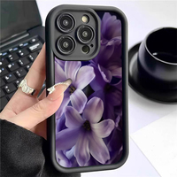 Excellente coque de téléphone portable antichoc en TPU avec motif floral violet et protection d'objectif en forme d'échelle pour iPhone 12 13 14 15 16 17 18 Pro Max