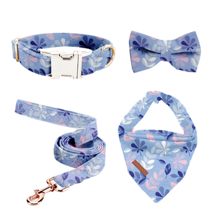 Pet Supplies <strong>Designer</strong> Luxury Custom Leather <strong>Dog</strong> <strong>Collar</strong> and Leash Set Puppy <strong>Collar</strong> Flower Nylon Metal Buckle - Product Image 1