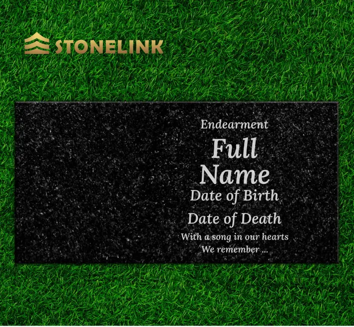Stonelink Patrón personalizado Tombstone Absolute Black Granite Grave Stone Lápida