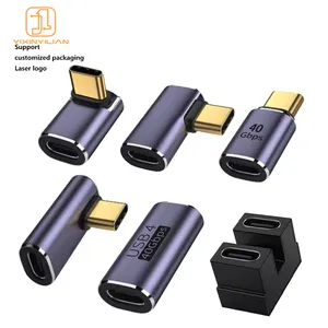 USB C to Type-C 4.0 female to male Converter Adapter L-shape U shape40Gbps audio Conversion Plug Charging For Phone Laptop