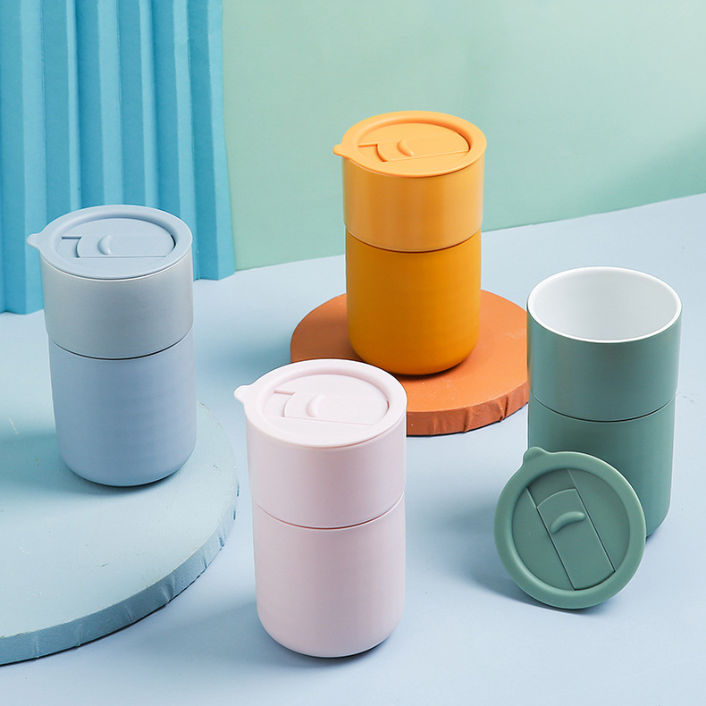 Wholesale Insulated Travel Tumbler Portable Ceramic Coffee Mug with Lid