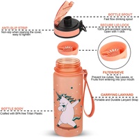 Bouteille d'eau potable réutilisable de jus de fruits en plastique Tritan sans BPA de 12oz conçue sur mesure pour l'école des enfants