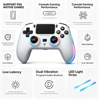 Manette de jeu sans fil RGB rechargeable pour PC/PS5 avec moteur de vibration, macro programmable, boucle, capteur Hall 6 axes et bouton Turbo