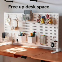 Organisateur de comptoir en panneau perforé, support de bureau réglable avec crochets pour le bureau, la maison, le gaming, étagère de rangement peu encombrante