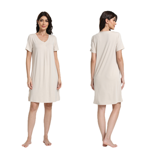 Camisón de Punto para Mujer, Tallas Grandes, Súper Suave y Transpirable, con Estampado Personalizado, Cintura Elástica, Cierre Clásico Delantero, para Verano - Product Image 4