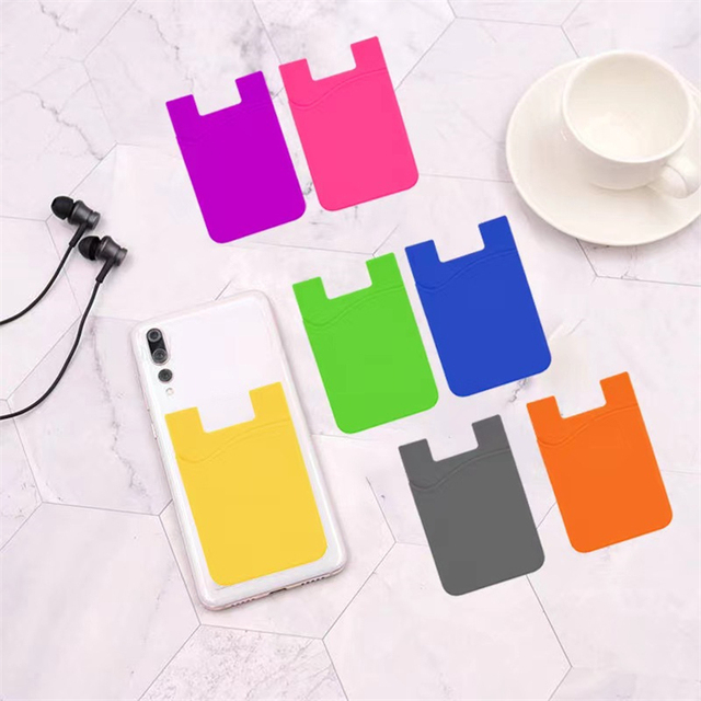 Silicone Stick on Cell Phone Wallet Pocket Credit Card Holder Back Phone Case Pouch Sleeve Pocket
