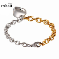 Nouveau bracelet unisexe tendance en acier inoxydable plaqué or 18 carats avec fermoir OT anti-ternissement et pendentif lettre initiale cœur