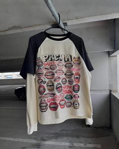 T-shirt oversize en coton premium à manches longues, coupe ample, sublimation, gaufré épais, 100% coton, personnalisable avec des numéros, designs DTF - Product Image 4