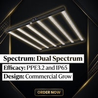Lampe de culture LED double canal spectre complet 800W+100W étanche IP65 8 barres haute efficacité pour floraison solution commerciale de culture verticale