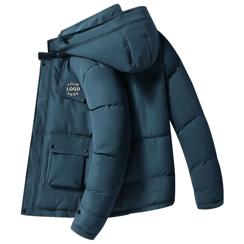 Großhandel benutzer definierte Logo im Freien warm Utility Bubble Coat Kleidung benutzer definierte Winter haube Puffer Jacke für Männer