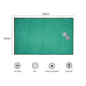 Tùy Chỉnh Microfibre Pet Khăn Với Thêu Chân In Nhanh Chóng Làm Sạch Khô Khăn Cho Chó Và Mèo - Product Image 3