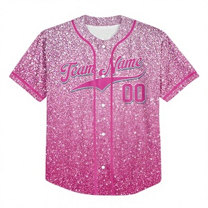 Fashion Glitter Ombre Cotton Short Sleeve Baseball Jersey Custom Gradient Game Day Outfit for Unisex Adults Matching <b>Fan</b> Wear - Product Image 2