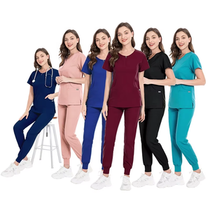 Uniforme Médico Personalizado de 4 Vías Elásticas con Cuello Corto y Cremallera, Uniforme de Enfermería, <span class=keywords><strong>Traje</strong></span> de Trabajo para Mujer - Product Image 2