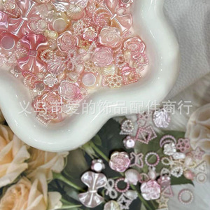 Aomiao's Mystery Floral Resin Applique <b>Beads</b> Mixed Rose Bow Diy Craft Supplies 250g Yiwu Origin Handmade Pearl Finish - Product Image 1