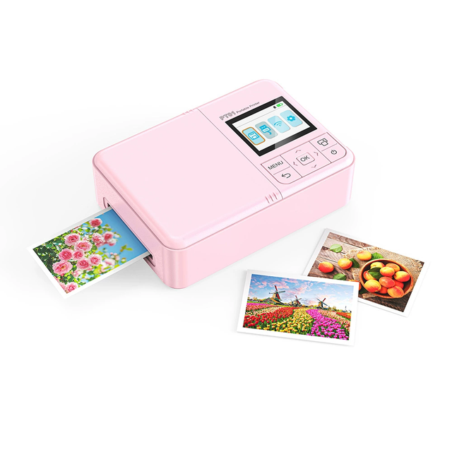 Inkjet Color Photo Printer with WiFi/TF/USB Portable Handheld Mini Plastic Camera Support