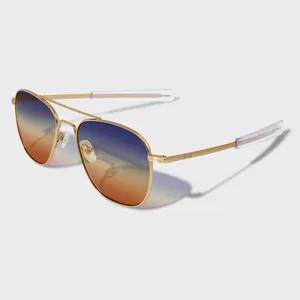 Yeetian klasik havacılık çift köprü tasarımcı güneş gözlüğü erkekler için altın çerçeve Pilot tonları özelleştirme