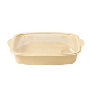 Boîte à lunch jetable rectangulaire beige en plastique sans BPA, 36 oz, micro-ondable avec couvercle, contenant à emporter - Product Image 2