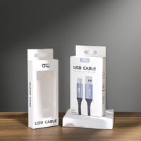 Boîte d'emballage en papier avec câble de données de chargeur suspendu personnalisé pour casque d'écoute avec feuille de fenêtre UV pour accessoires de téléphone pour appareil photo et montre