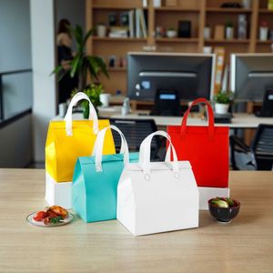 Custom Portable 15L Orange Non-Woven Disposable Self-Adhesive Cooler <b>Bag</b> for Coffee Food & Picnic Takeaway & Delivery - Product Image 6