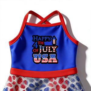 Vestido de Verano 2026 para Niñas, Estilo American Girl, Azul y Rojo, Ropa de Nailon Estampada, Traje para el Día de la Independencia, 4 de Julio - Product Image 2