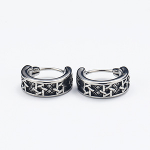 Europa y los Estados Unidos Cross-Border Street Hipster titanio acero estrella <span class=keywords><strong>de</strong></span> cinco puntas pendientes <span class=keywords><strong>de</strong></span> hombre moda impresa negro J - Product Image 2