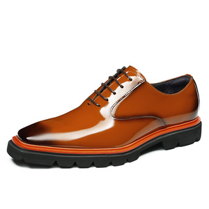 Zapatos de cuero casuales para negocios - cuero vacuno genuino, coloridos, suela gruesa, con alza, estilo británico, zapatos Oxford versátiles - Product Image 1