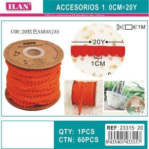 Nastro Iln Pom-Pom Larghezza 1,0 cm 20Y Arancione per Decorazioni Artigianali - Product Image 3