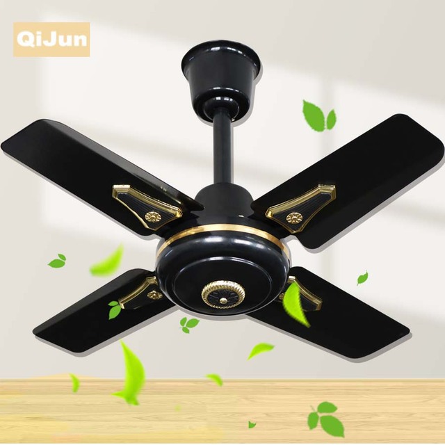 Vintage Iron Blade Mini 24 Inch DC Motor Ceiling Fan 4 Blades 5 Speeds Household Use Energy Saving