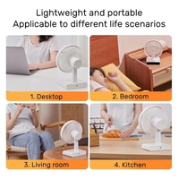Kipas Meja Digital LED dengan Kepala Berputar, untuk Kantor Rumah, USB Rechargeable, Baterai 4000mAh, Kipas Portabel