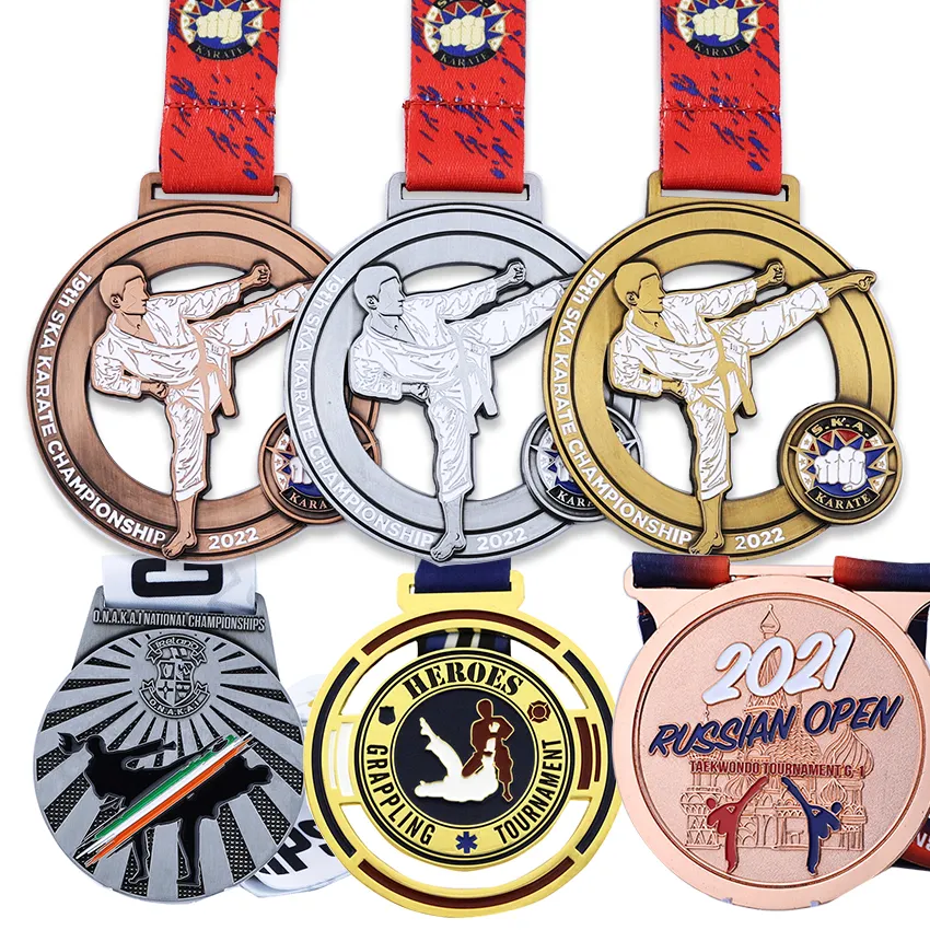 Manufacture Custom 3D Kung Fu Metal Judo Medals 3D Metal Martial Arts Medals Bjj Jiu Jitsu Judo Sport Medals