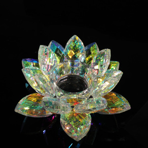 Rainbow AB Coating Crystal <strong>Lotus</strong> Flower Tealight <strong>Candle</strong> <strong>Holder</strong> MH-Z0255 - Product Image 2