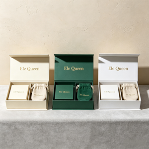 Luxurious Rectangle Rigid Cardboard Magnetic Jewelry <b>Box</b> with Custom Logo for Necklace and Bracelet Gift-EleQueen EQ3084 Drawer - Product Image 5