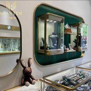 Exposição de vidro curvo personalizada Gabinete de exibição de parede em aço inoxidável <span class=keywords><strong>Showcase</strong></span> LED Lockable Jewelry Wall <span class=keywords><strong>showcase</strong></span> - Product Image 5