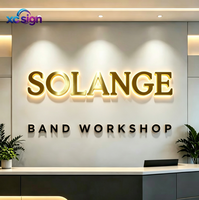 Enseigne murale rétroéclairée en acier inoxydable 3D LED personnalisée, étanche IP65, pour magasins commerciaux, salons de beauté, hôtels, bars, bâtiments et bureaux