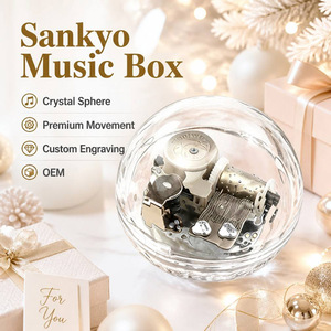 Boîte à musique Sankyo, globe <span class=keywords><strong>de</strong></span> cristal transparent en acrylique, ovale, moderne, mécanique à remonter, décoration d'intérieur, cadeau <span class=keywords><strong>de</strong></span> la Saint-Valentin, cadeau <span class=keywords><strong>de</strong></span> Noël pour elle - Product Image 1