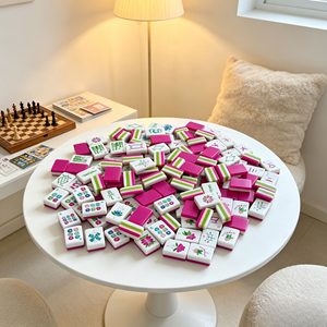 Set di Mahjong Americano di Lusso da 160 Pezzi, Portatile, con Tessere in Acrilico Intagliato a 4 Strati, Tappetino in Gomma con Motivo Rosa, Pronto per la Spedizione - Product Image 2